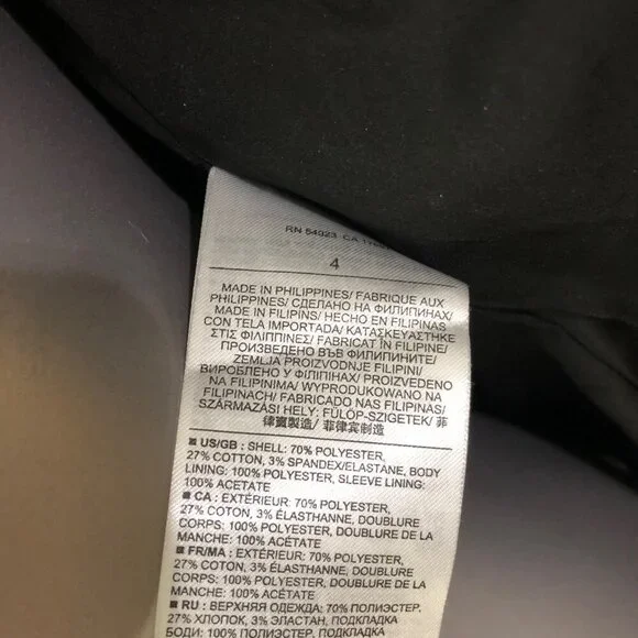 Banana Republic Women's Size 4 Open Front Textured Printed Blazer Drk Gray/Black - Picture 7 of 11